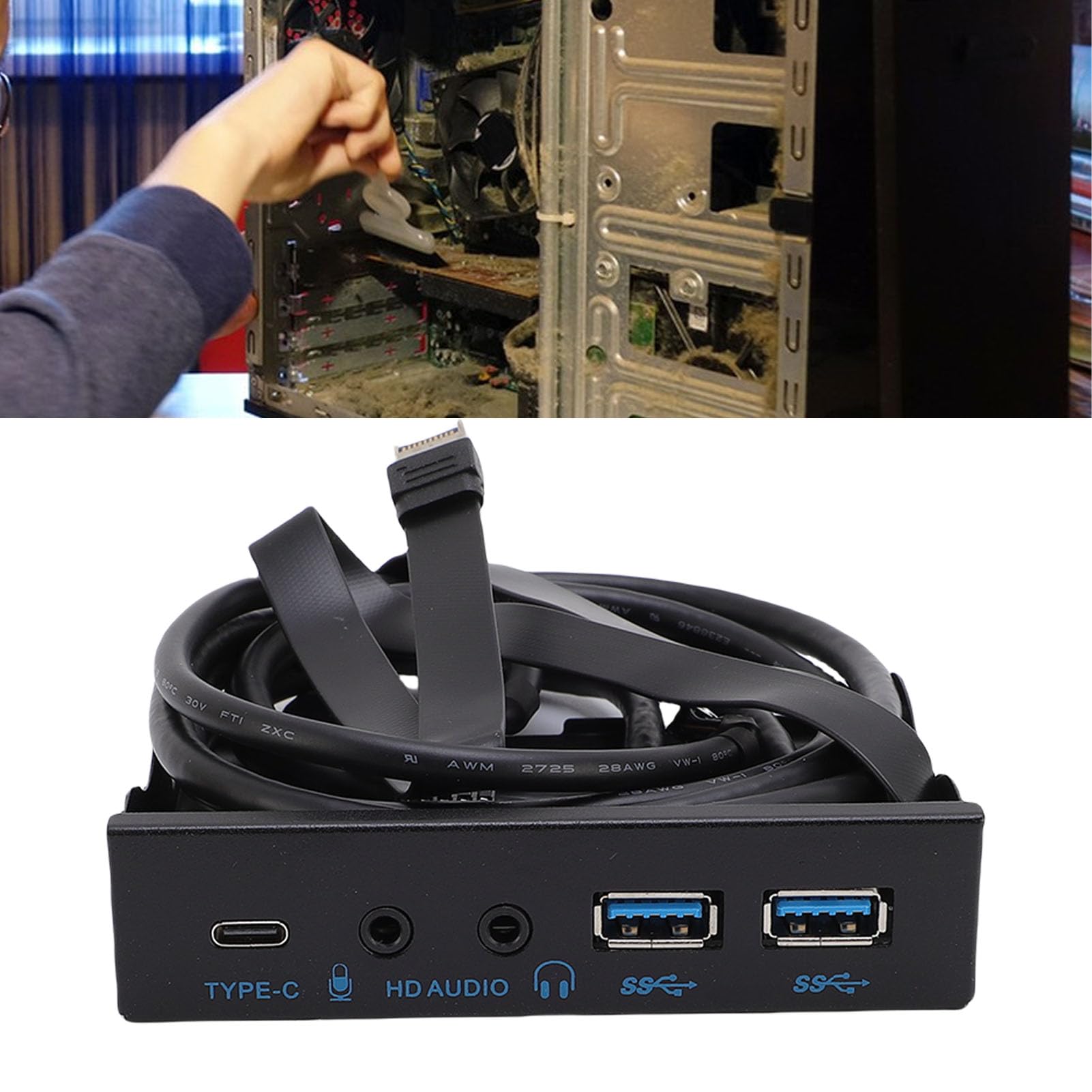 Cocoarm Computer USB Front Panel Hub, 10Gbps Type C HD Sound