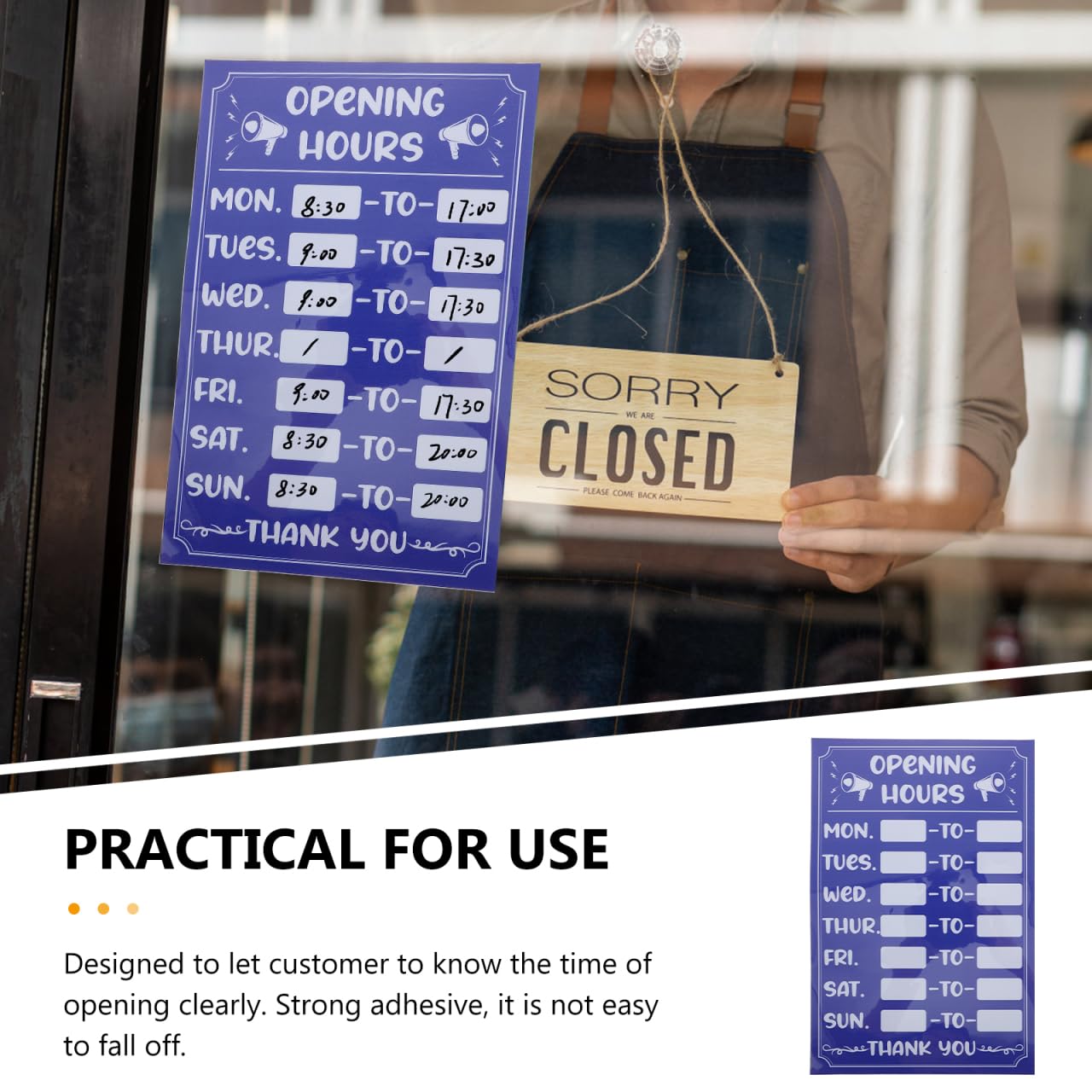 IMIKEYA Autocollant 'Heures d'Ouverture' pour Vitrine ou Porte - Panneau Effaçable des Heures d'Ouverture 30x20cm pour Cafés, Bars, Restaurant，Magasins ou Bureaux
