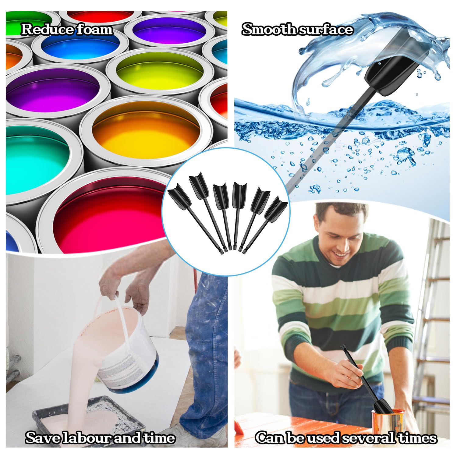 Miscelatore Epossidico per Resina 6Pcs Palette per Miscelatore in Resina Epossidica Riutilizzabili Agitatore in Resina Epossidica Miscelatore Per Vernici in Plastica
