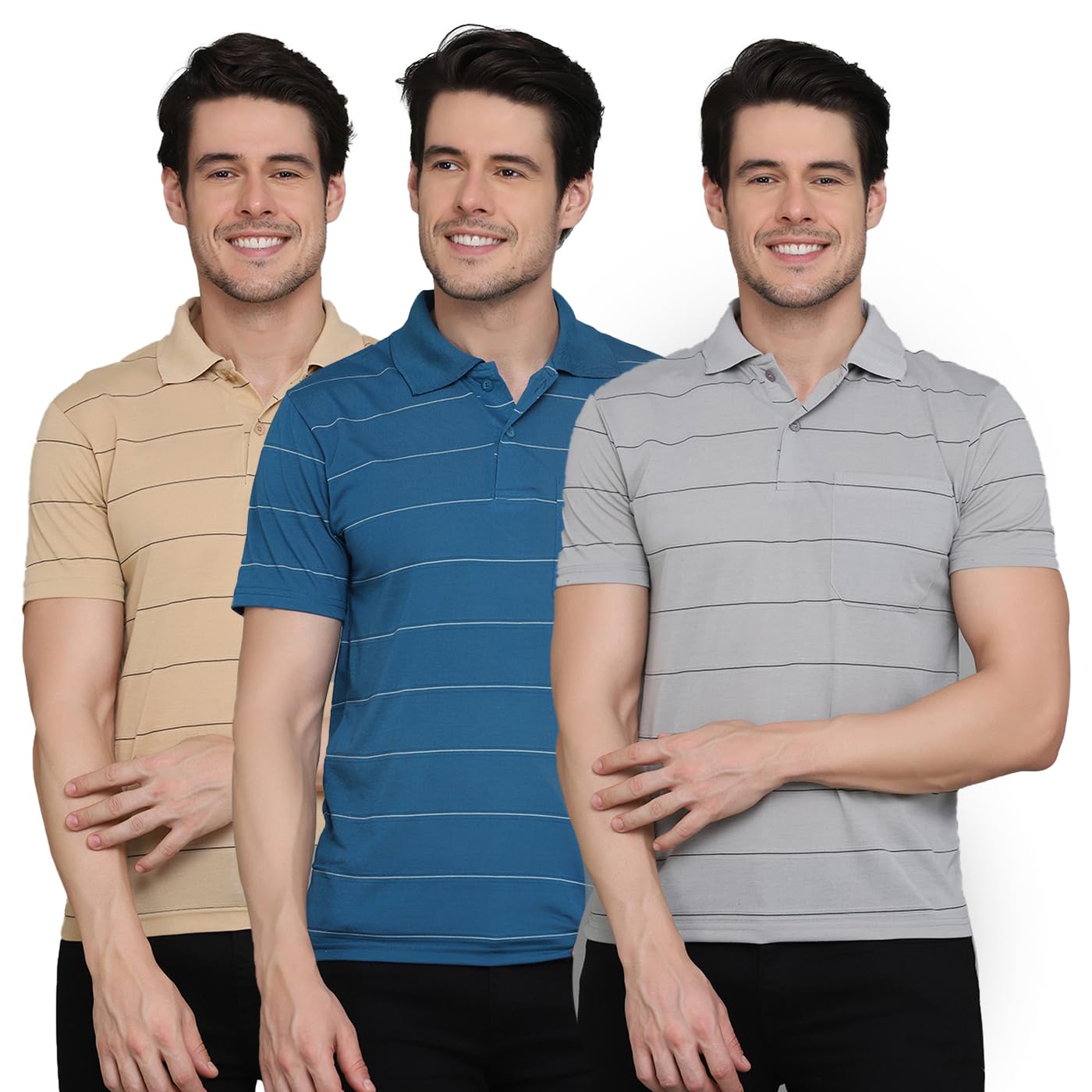 inkkr Striped Polo Neck T-Shirt Dora Combo-picture-28