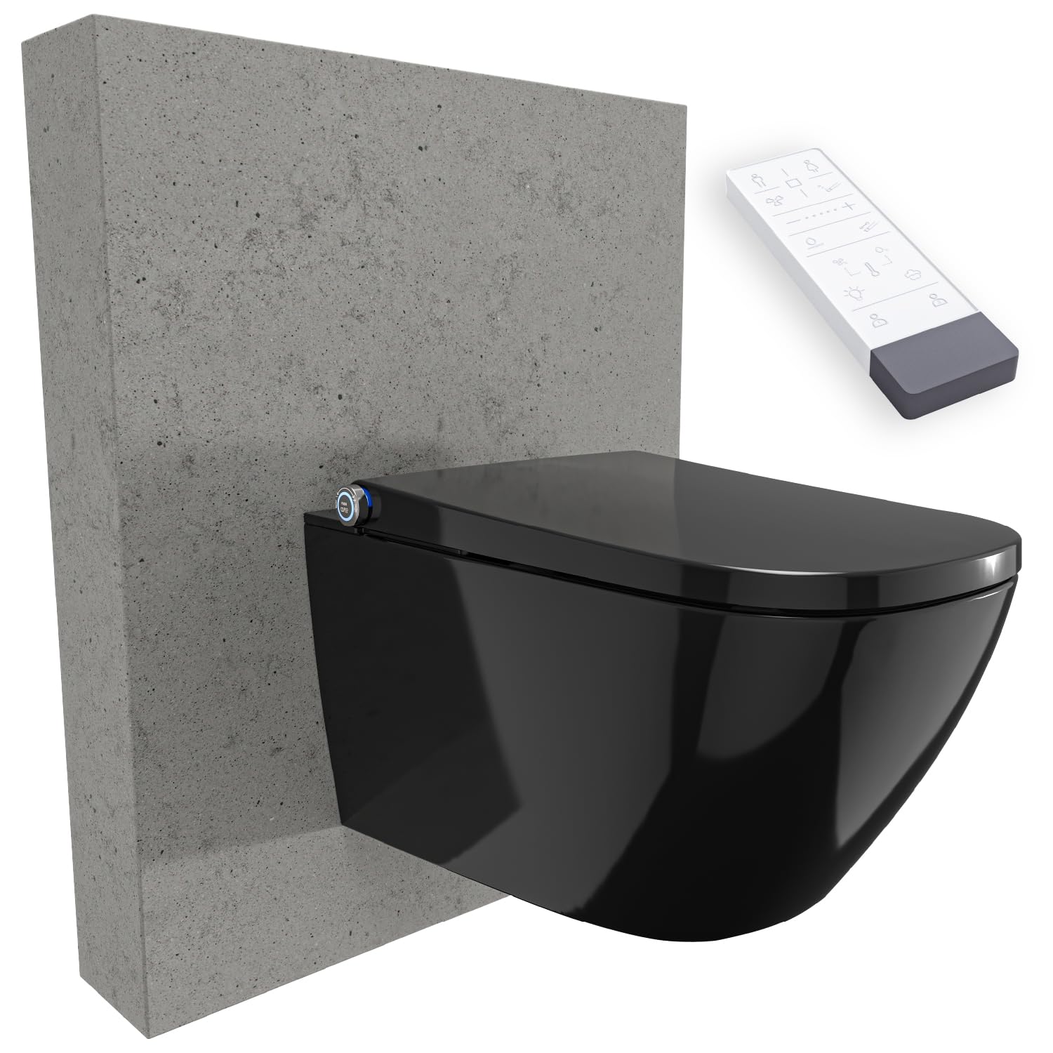 BERNSTEIN DUSCH-WC PRO+ 1104 Komplettpaket Mit Soft-Close Sitz, Vorwandelement & Betätigungsplatte – Wandhängend, Spülrandlos