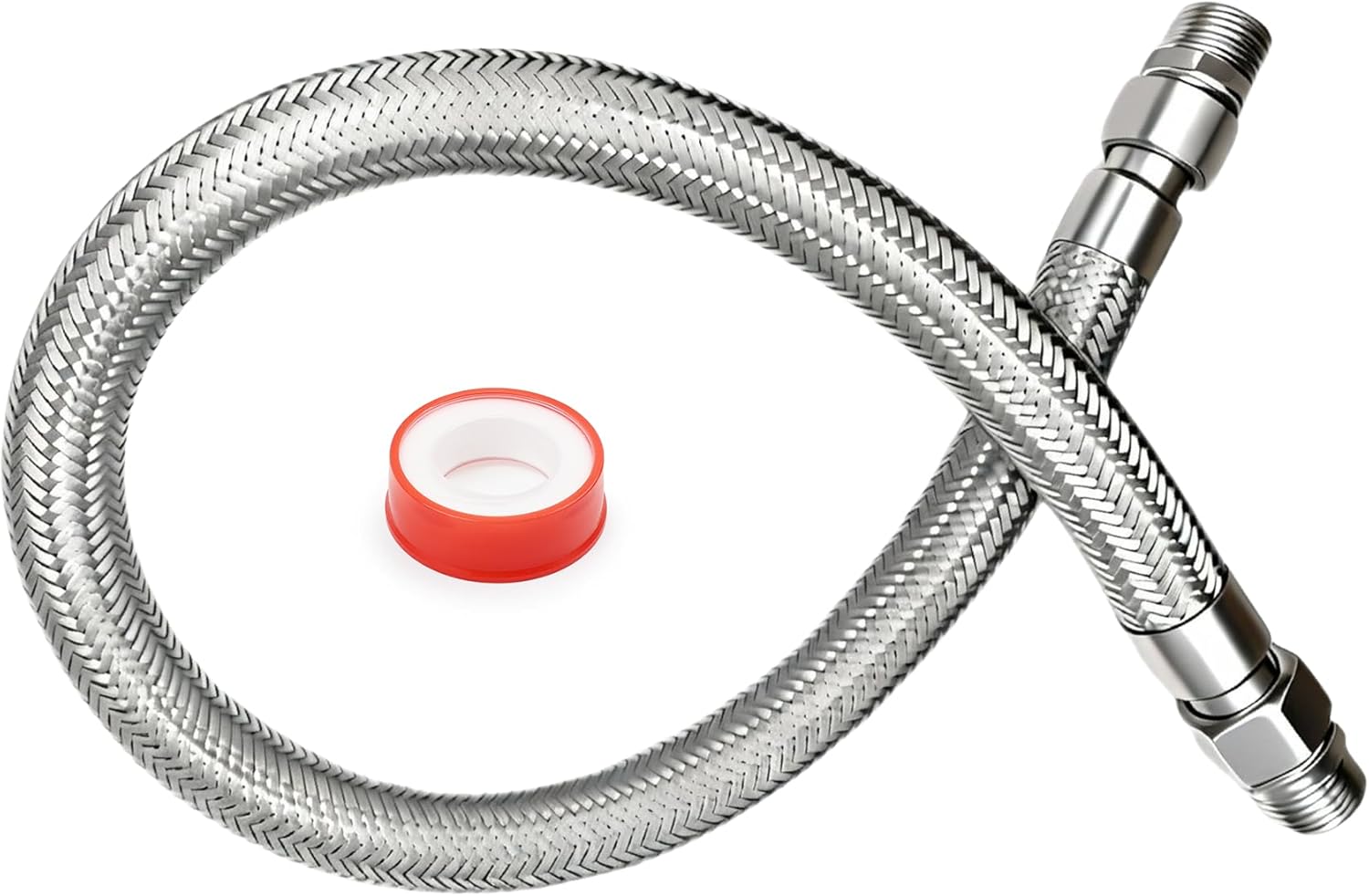 3/4" NPT x 40" Air Compressor Jumper Hose, Stainless Steel Braided, Male x Male Fittings, Flexible High Pressure Connector
