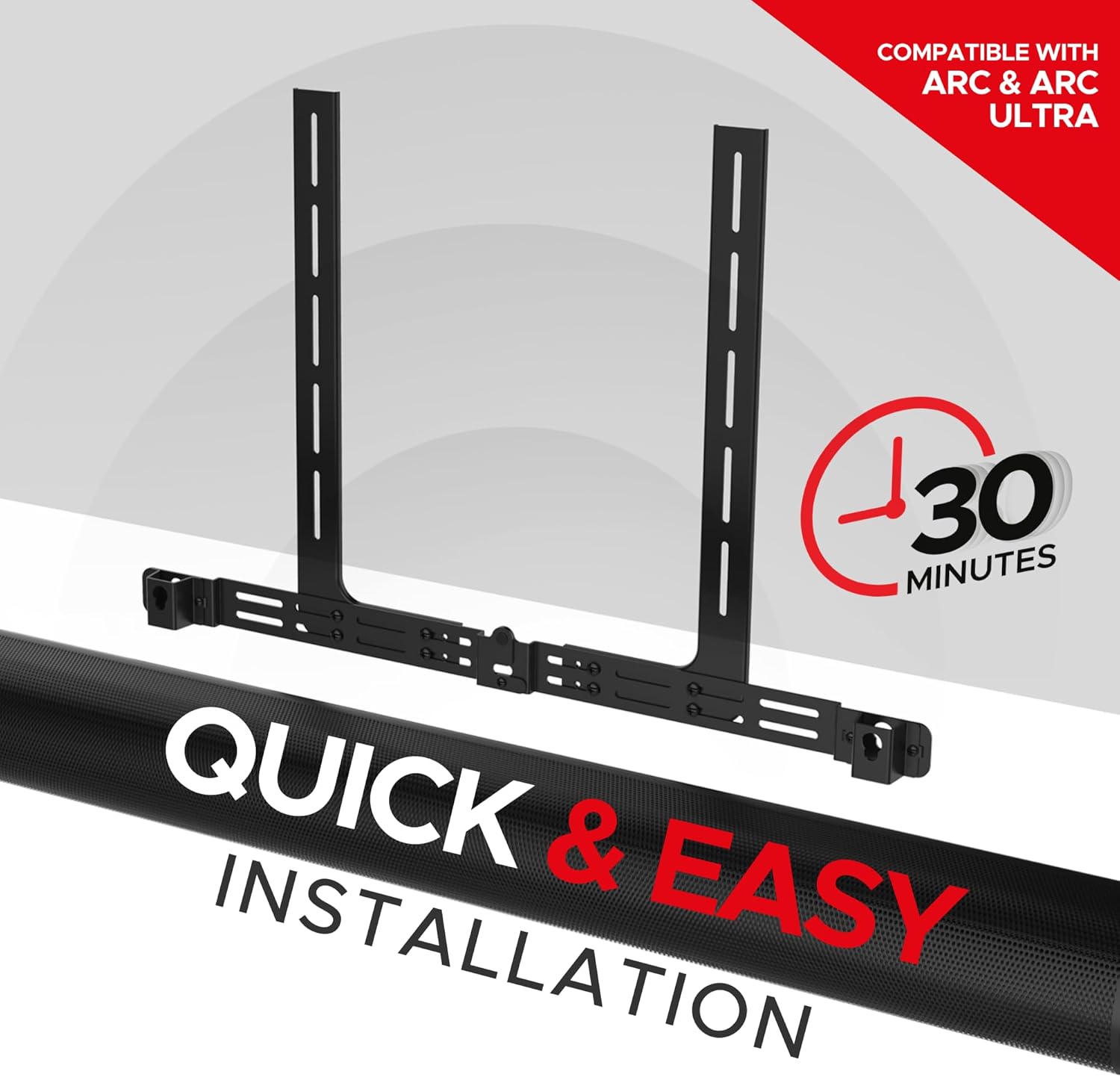 Sound bass Arc TV Mount, Black, Compatible with Sonos Arc Soundbar and Ultra Version, Mounting Bracket for TV, Hardware Kit Included, Designed in the UK