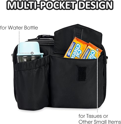 Miniatura 5 de WANDF Bolsa de almuerzo para niños, lonchera expandible con bolsa de almacenamiento de alimentos, bolsa de almuerzo aislada, bolsa enfriadora para