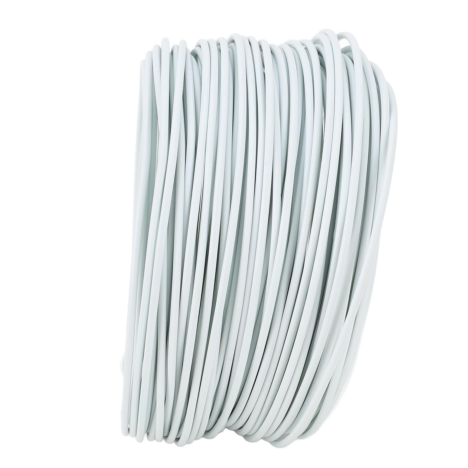 Galvanized Iron Tie Wire, Round Bendable Metal Wire 1.2mm x 28m for Telecommunication Industry, Rustproof, Flexible, Erosion Resistant, Smooth Finish, No Burrs, PVC Coated (White)