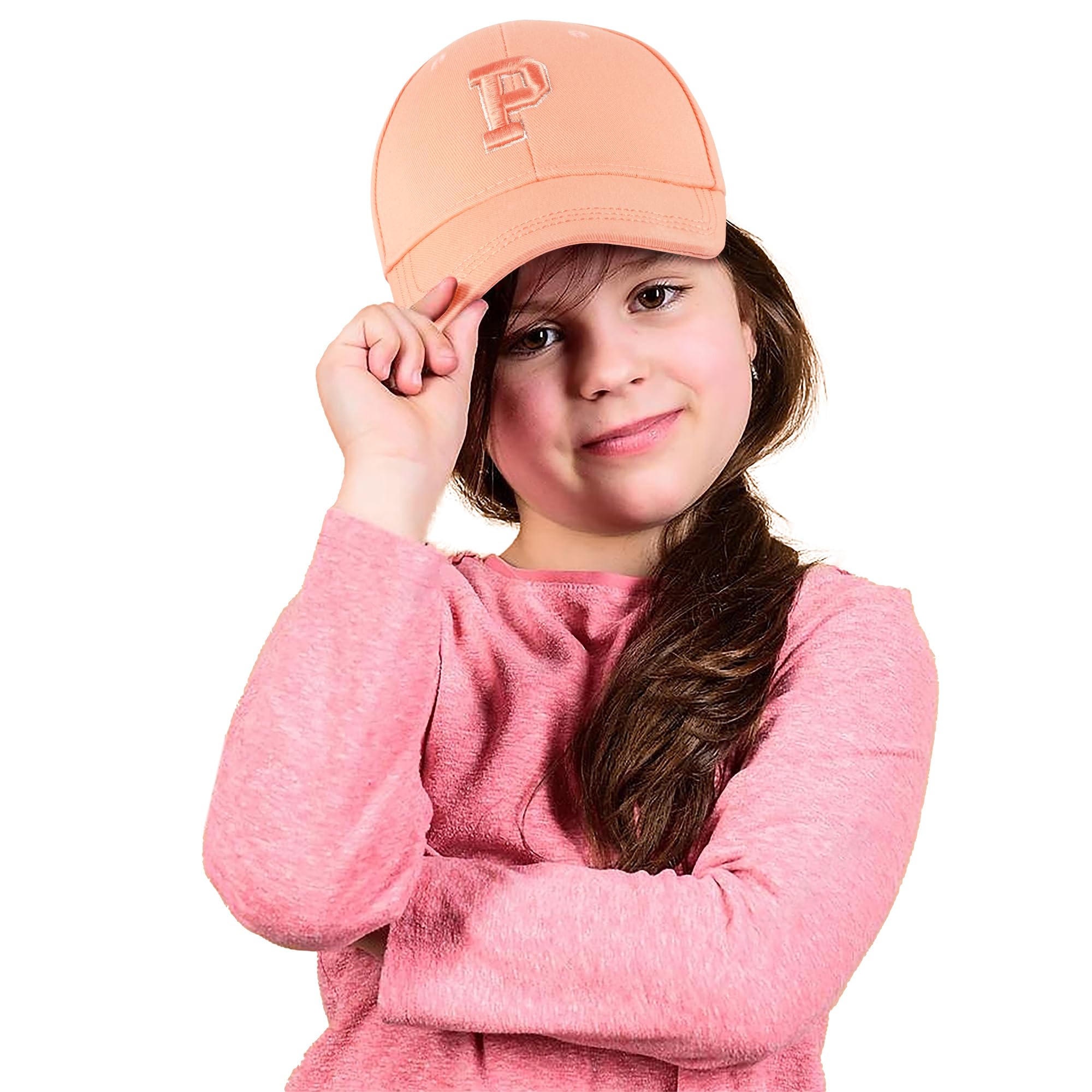 VRITRAZ A Unisex C Letter Baseball Cap Comfortable Adjustable Sports Caps | Caps for Men & Women, Kids, Boy, Girl (Orange) Pack of 1