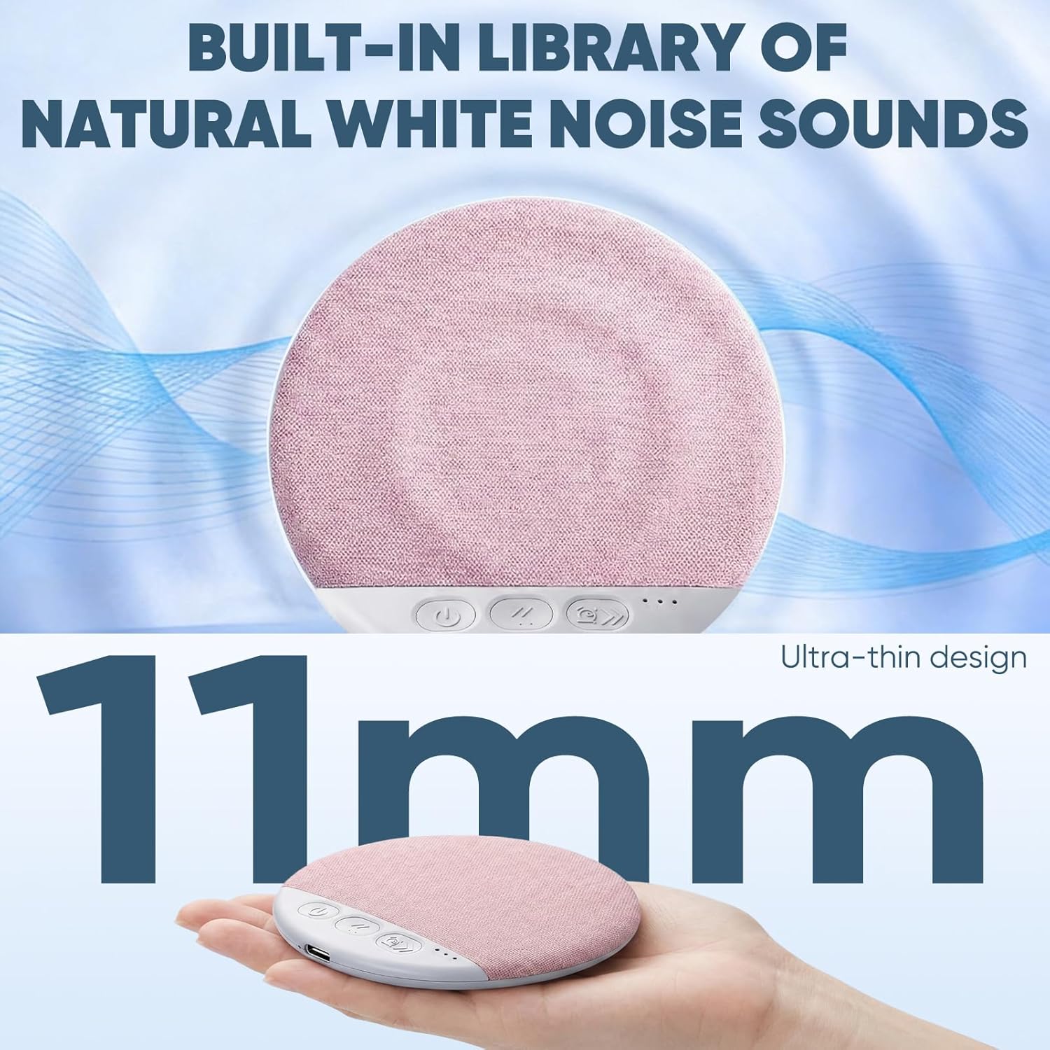Bluetooth Pillow Speaker for Sleeping, Mini Portable Under Pillow Speaker with White Noise Timer Wireless Sleep Aid, Sleep Pillow Speaker with Bluetooth 6.0, for Bedtime Music - Image 2