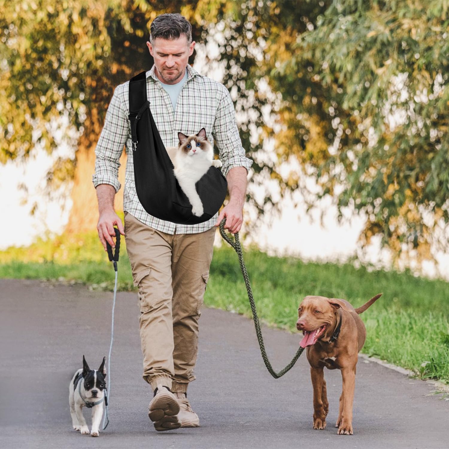 DBALL Bolso Perro Pequeño y Gato Bolso para Perros Pequeños 16.5lb Un Hombro Negro Mochila Perro Pequeño para Uso en Exteriores para Perros y Gatos Pequeños