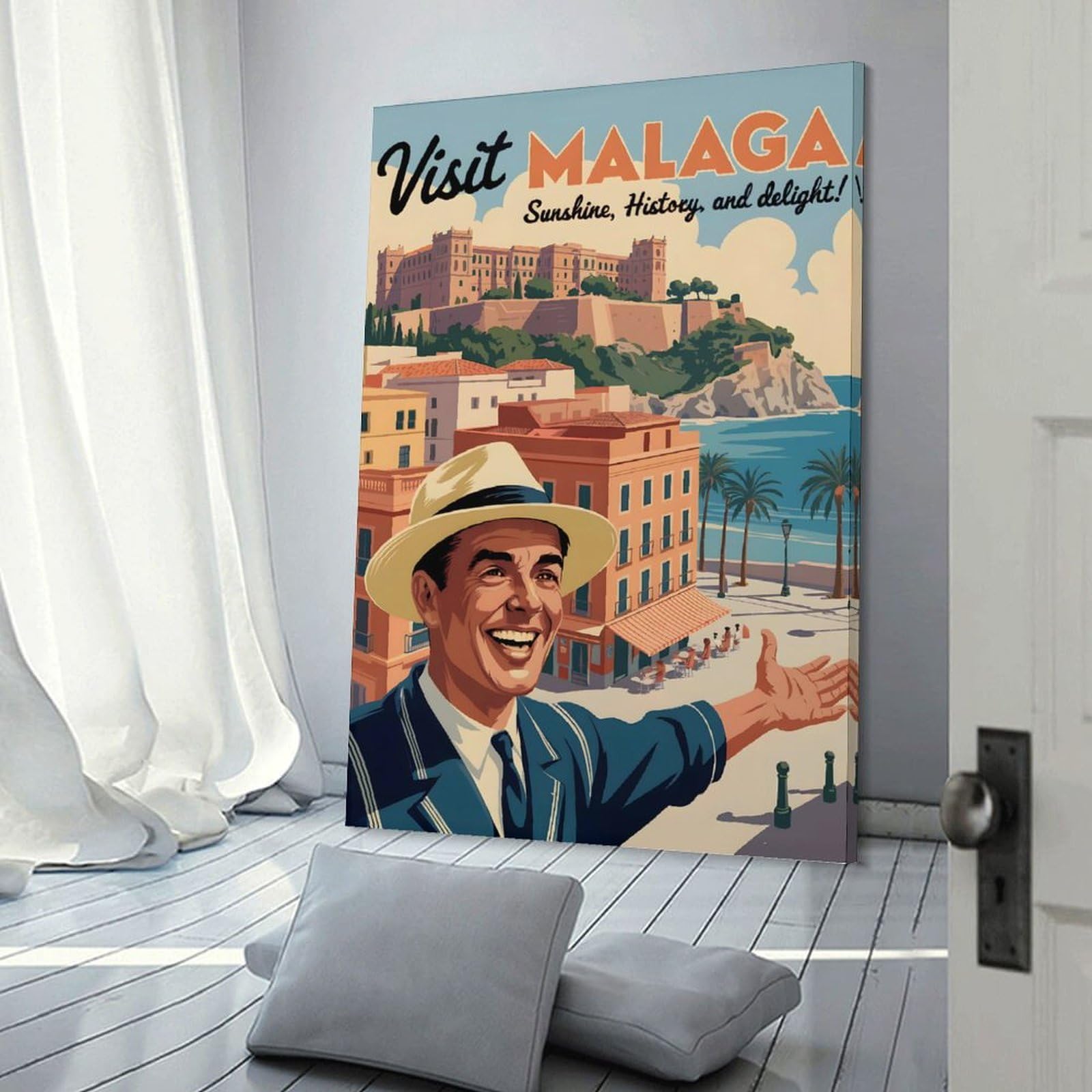 Junmoney Visit Malaga Travel (2) Wall Art Print 20x30inch(50x75cm), for Lounge, Study, Hallway Or Flat Walls, Decorative Artwork with Broad Appeal
