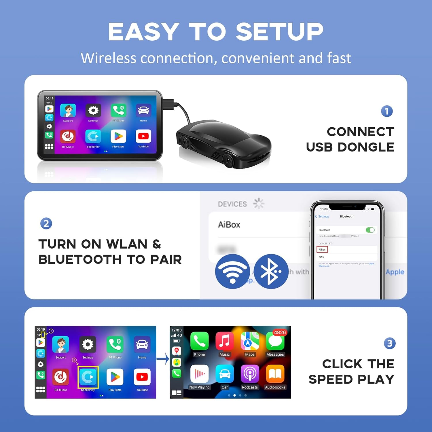 Easy to Setup steps for Kuayvan Wireless CarPlay Adapter