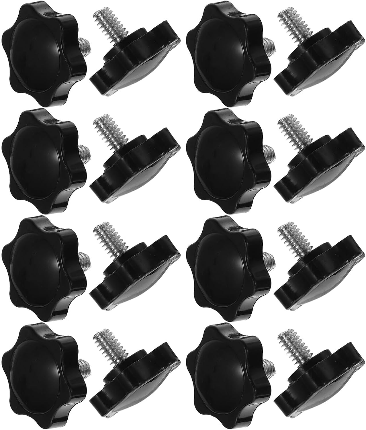 SHOWERORO 20pcs Plastic Hexagonal Star Knobs Threaded Clamping Screw Handles 1/4"-12 Unf Hand Tightening Screws for Machinery and Repair Applications