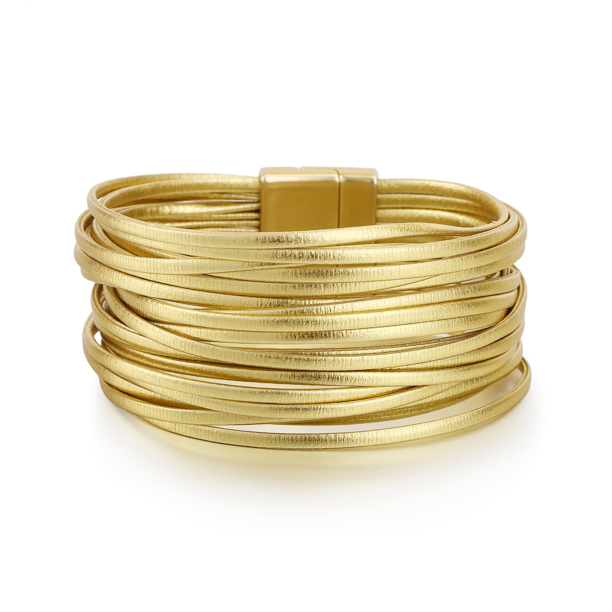 Leather Wrap Bracelet for Women, Boho Handmade Multi-Layer Cuff with Crystal Beads Heart, Stackable Bangle Western Jewelry Gift