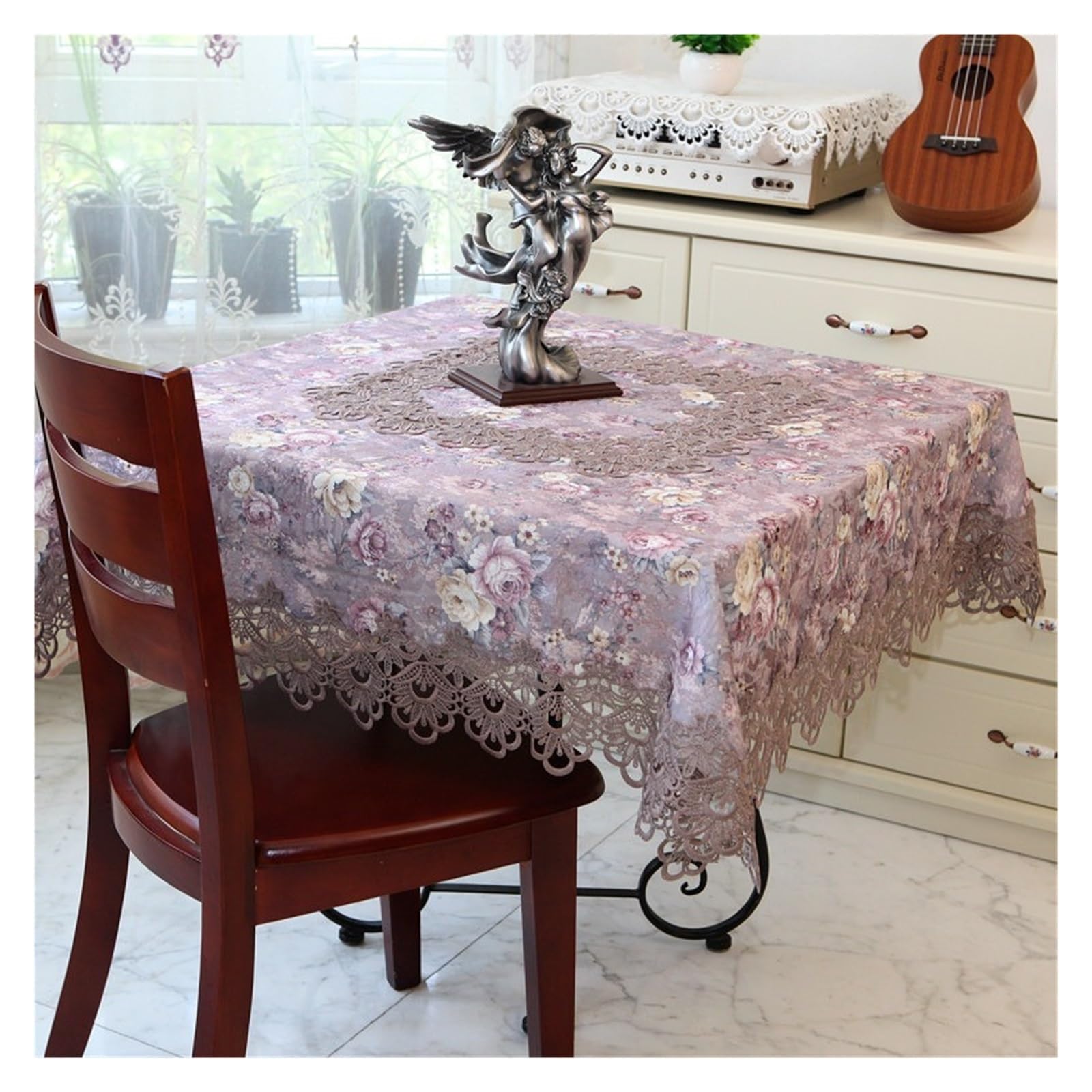 NJIEzhao Embroidered Lace Tablecloth Square TableCloth Table Cloth White Embroidery Lace Cloths For Dining Cover Towels(HM1359,85X85cm)