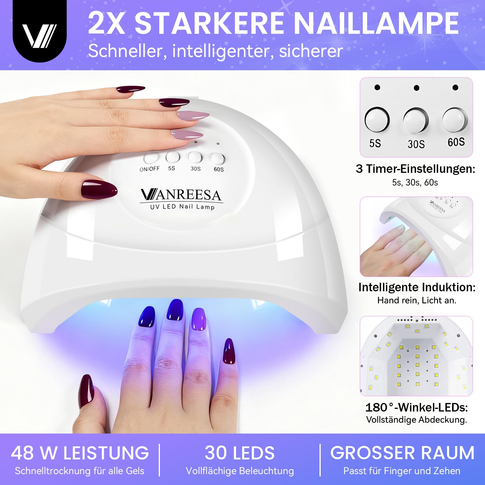 VANREESA Gel Nägel Set, 35 Farben U V Nagellack Set mit 48W U V Lampe für Gelnägel, Nägel Selber Machen Set mit Professionelle Nagelwerkzeuge, Geschenk für Frauen
