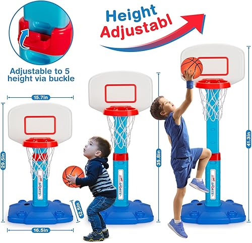 Miniatura 2 de LACCHOUFEE Aro de baloncesto para interiores y exteriores, juguetes para niños pequeños de 1 a 3 años, aro de baloncesto con 3 bolas, mini portería