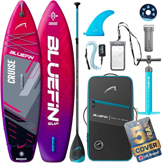 Bluefin Cruise 10'8 Inflatable Paddle Board | Premium SUP Package & Accessories | Non-Slip Deckpad & Lightweight | 6' Thick All-Round SUP Paddleboard | Perfect stand up board for Adults & Youth
