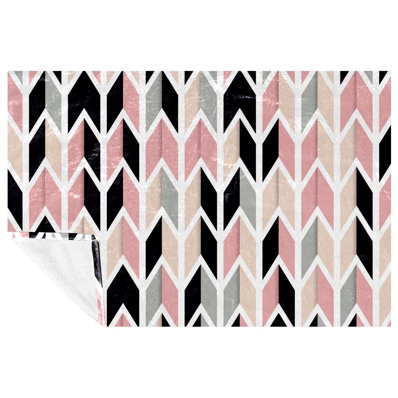 Couverture douce chaude plaid rose géométrique 150x100 lit canapé camping