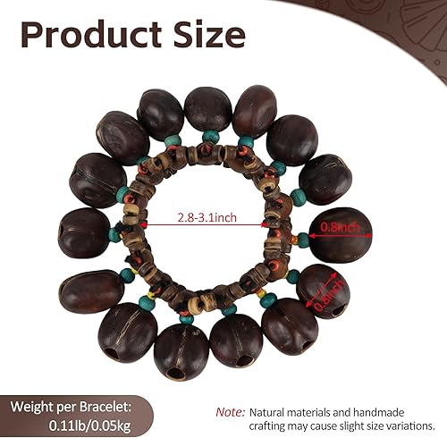 Vista 10 de Pulsera tobillera con sonajero de semillas de Cacho, 2 unidades, pulsera africana de concha de nuez, accesorios de percusión natural, instrumento