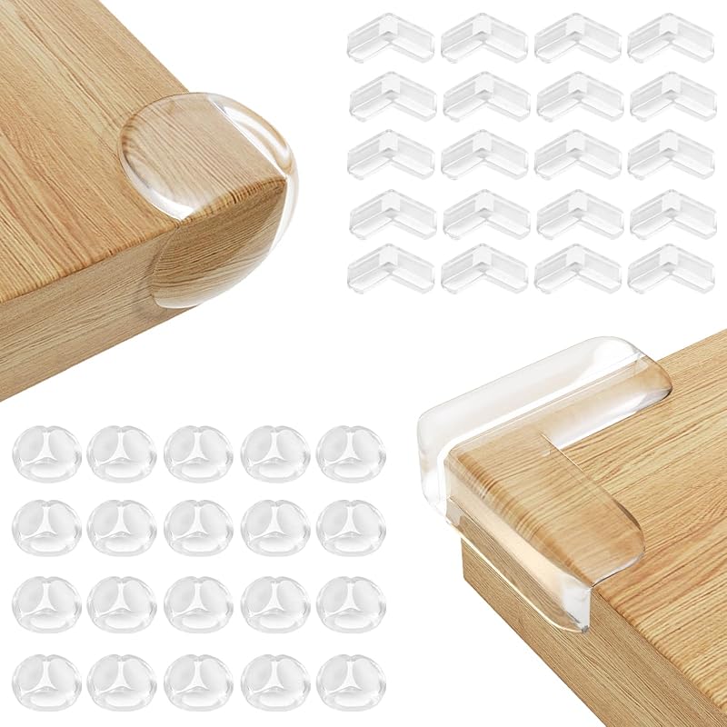 Rindion Paquete de 40 protectores de esquinas para bebés, 2 formas, esquinas y bordes a prueba de bebés, protectores de esquinas de mesa transparentes para bebés, protectores de esquinas para bebés, protectores de esquinas para bordes de mesa y esquinas afiladas