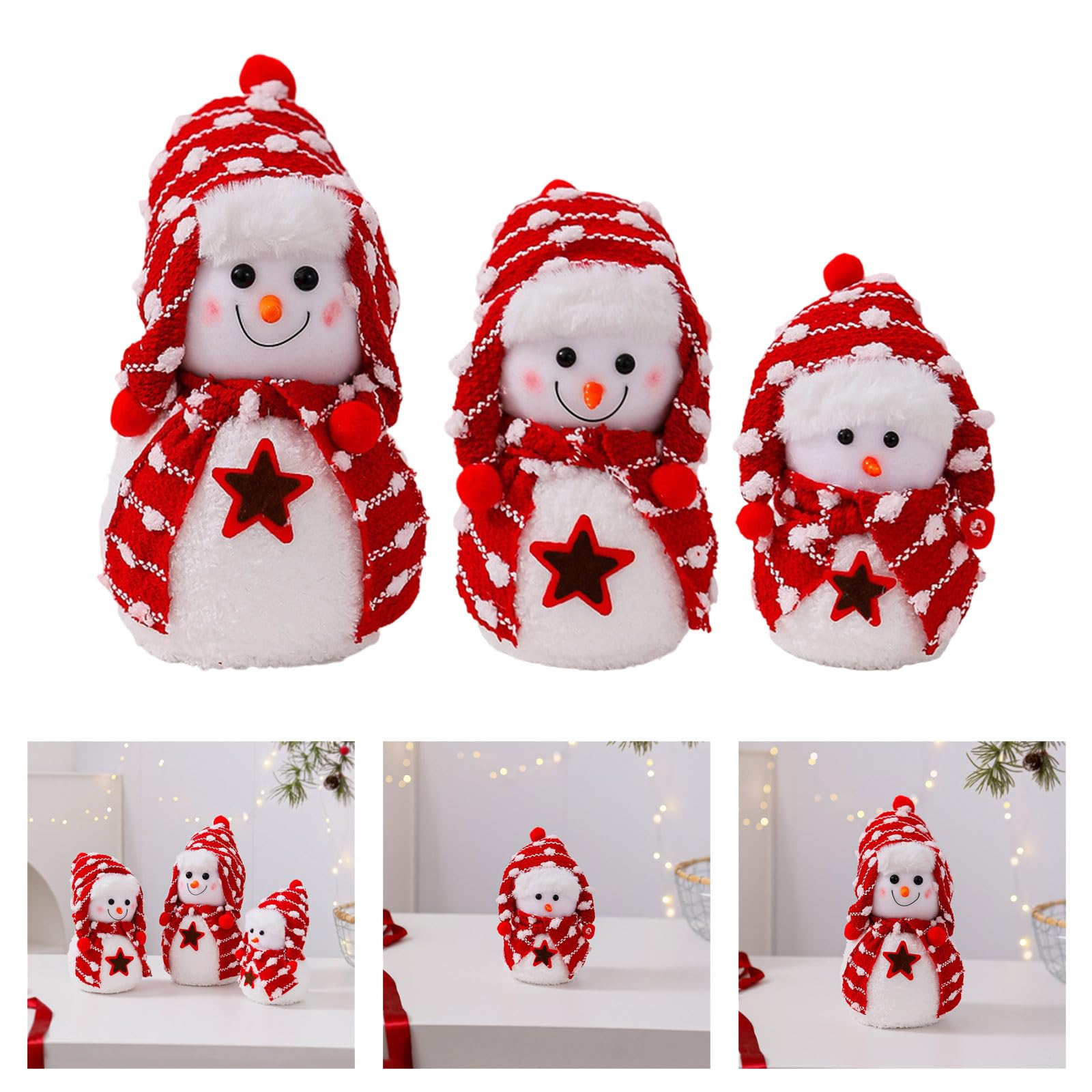 Poupée bonhomme de neige en peluche - Ornements de bureau - Jolies décorations de Noël pour l'extérieur et l'intérieur - Pour les vacances, les festivals, les mariages - Décoration de table en peluche