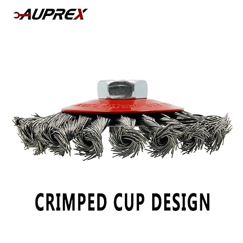 Miniatura 5 de Paquete de 2 cepillos de rueda de alambre anudado de 4 pulgadas para amoladora angular con eje roscado de 58 pulgadas - 11 - alambre de acero al