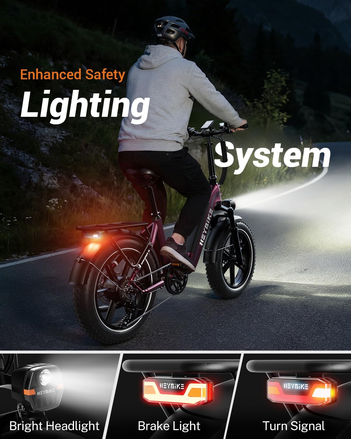 Heybike Ranger Foldable Electric Bike for Adults, 1200W/1800W Peak Motor, 28/32MPH E Bike, 55/90 Miles Range, 20"x4.0" Fat Tire Ebike with Removable Battery, Hydraulic Brakes for Snow, Beach,Commuting