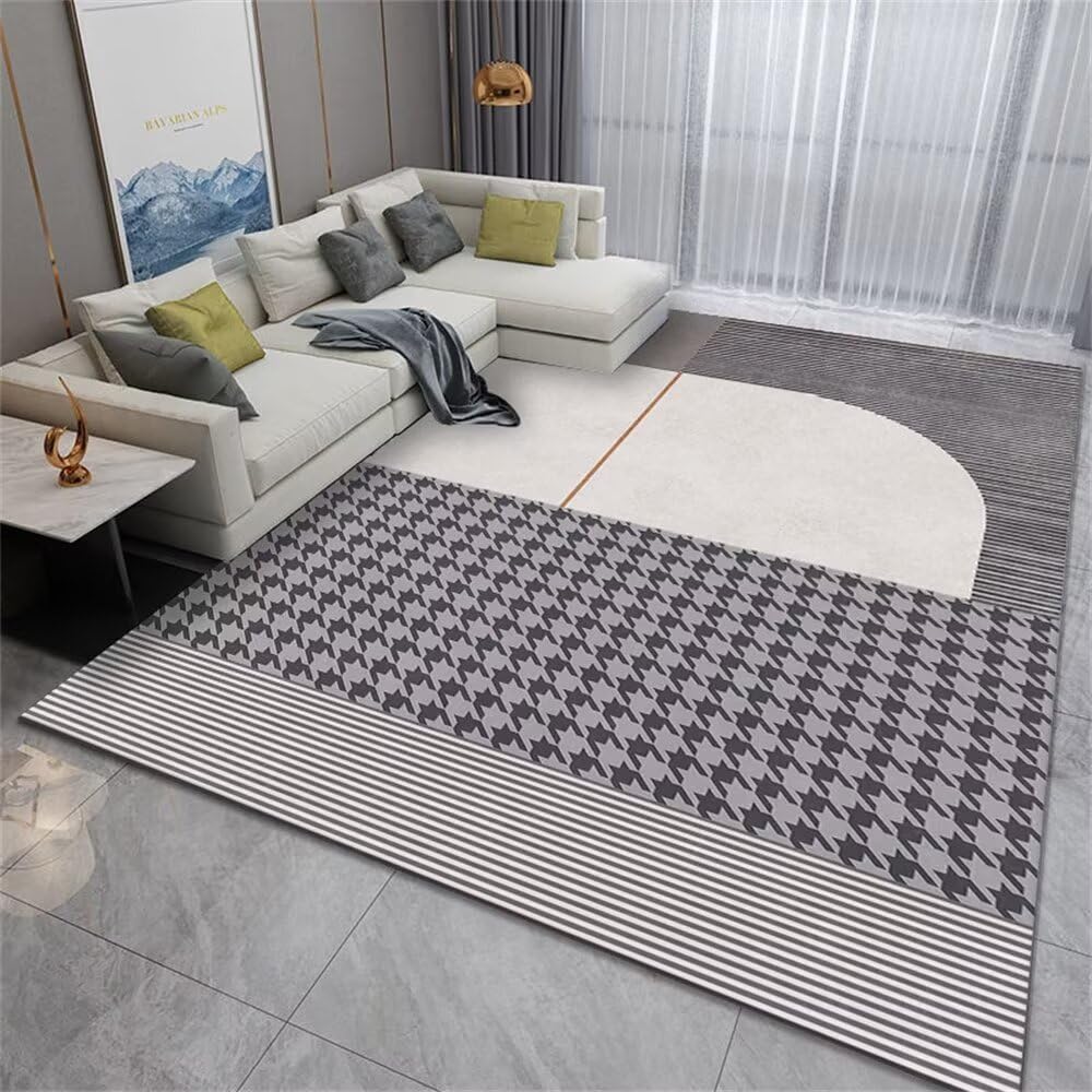 Tapis chambre adolescent 180x220cm géométrique gris pas cher grand format bureau salon