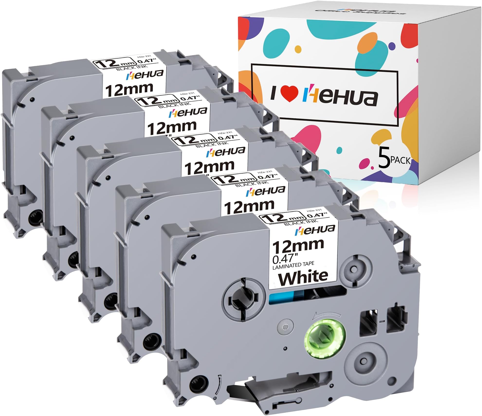 TZE231 TZe-231 Cinta De Escritura Negra Sobre Blanco Copatible Con - Foto 8