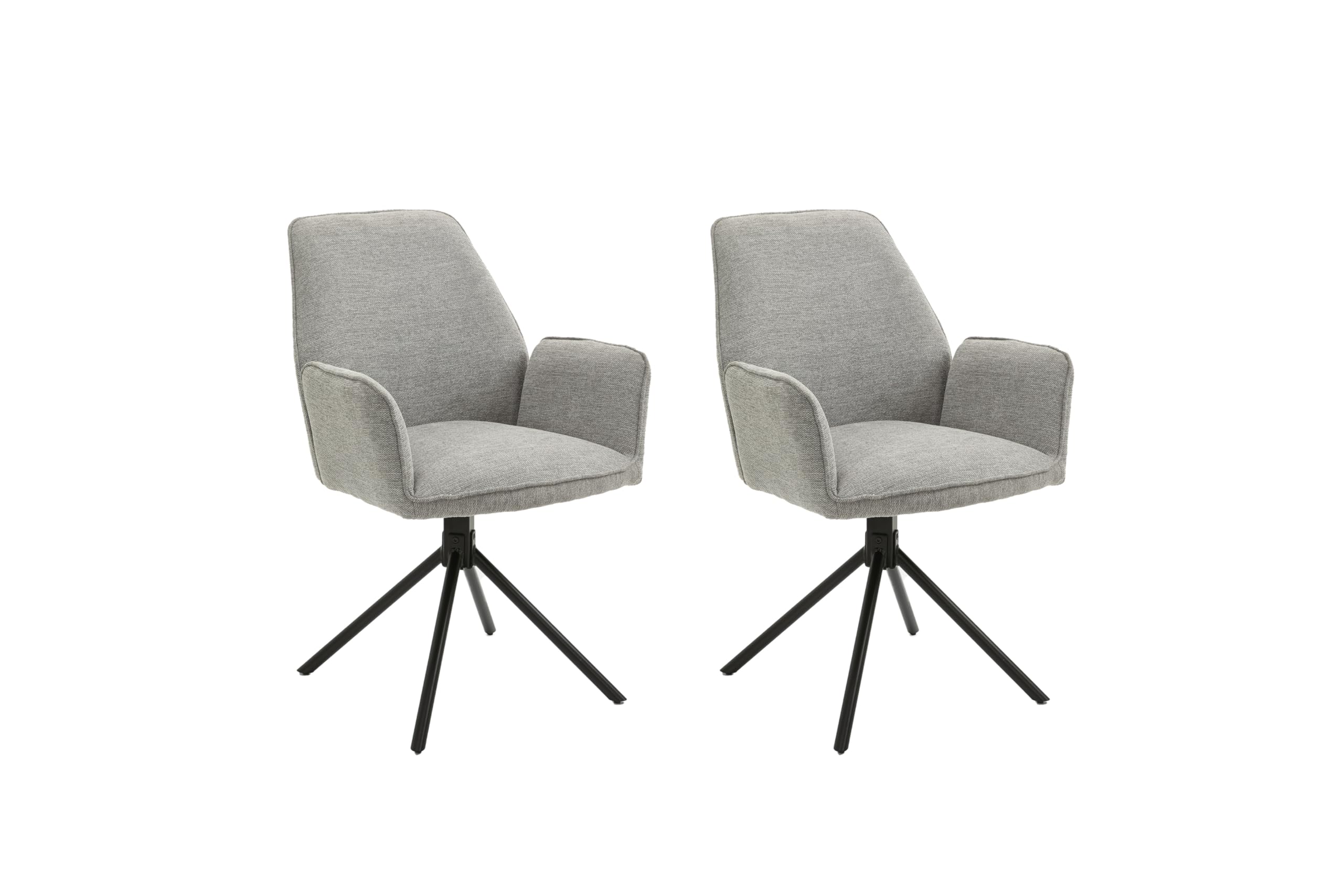 byLIVING Esszimmerstuhl Blair / 2er Set/Webstoff grau/Gestell Metall schwarz/Sitzschale 360° drehbar/Küchenstuhl/Wohnzimmerstuhl/B 57, H 89, T 61 cm