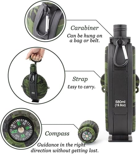 Miniatura 6 de Botella de agua plegable de 16.9 fl oz, de silicona reutilizable, plegable, a prueba de fugas, botellas de agua portátiles para viajes al aire