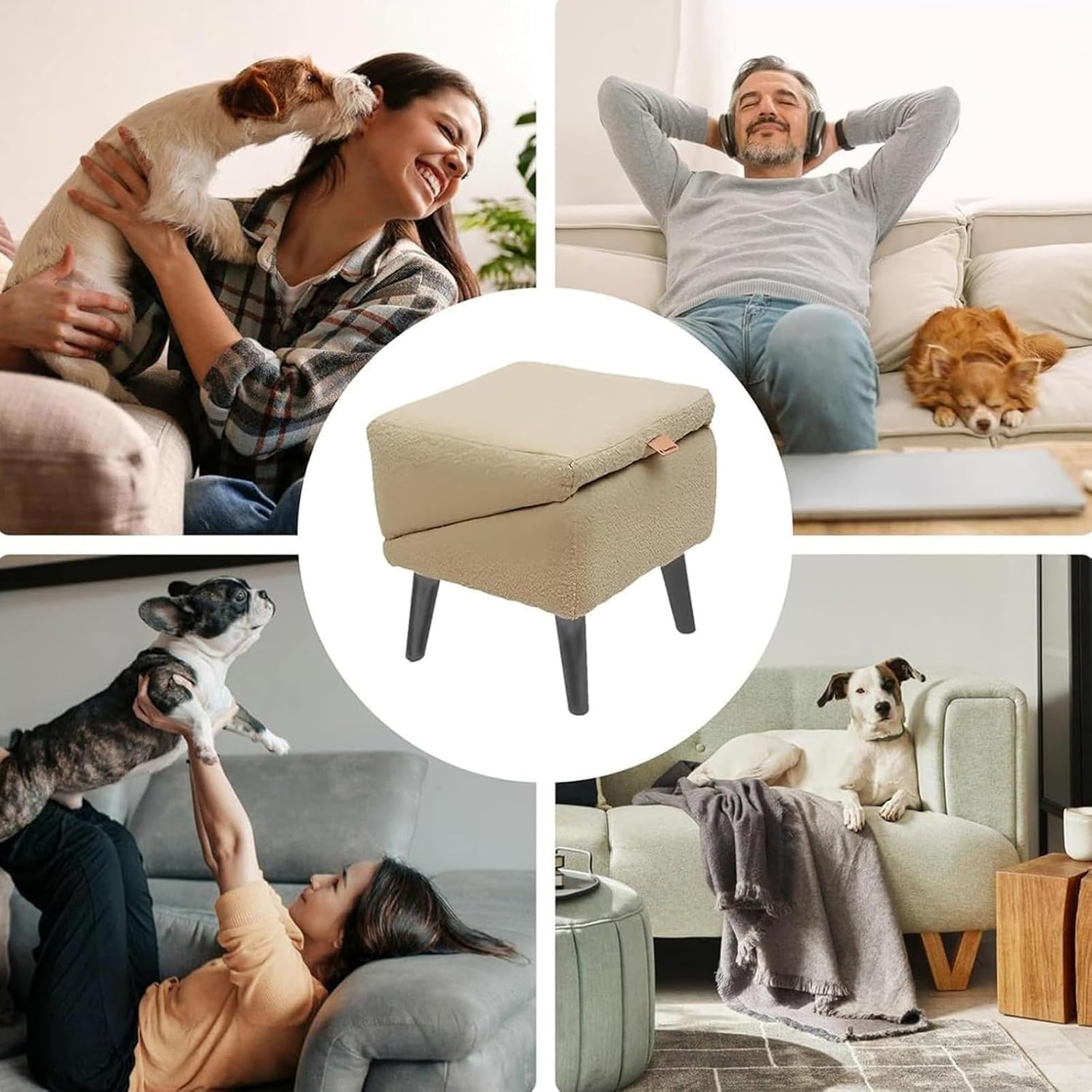 Rampe pour Chien Ottomane Divisée Tout-en-Un Pliable, Escalier Multifonction pour Chiens Grande et Petite Taille (Khaki)