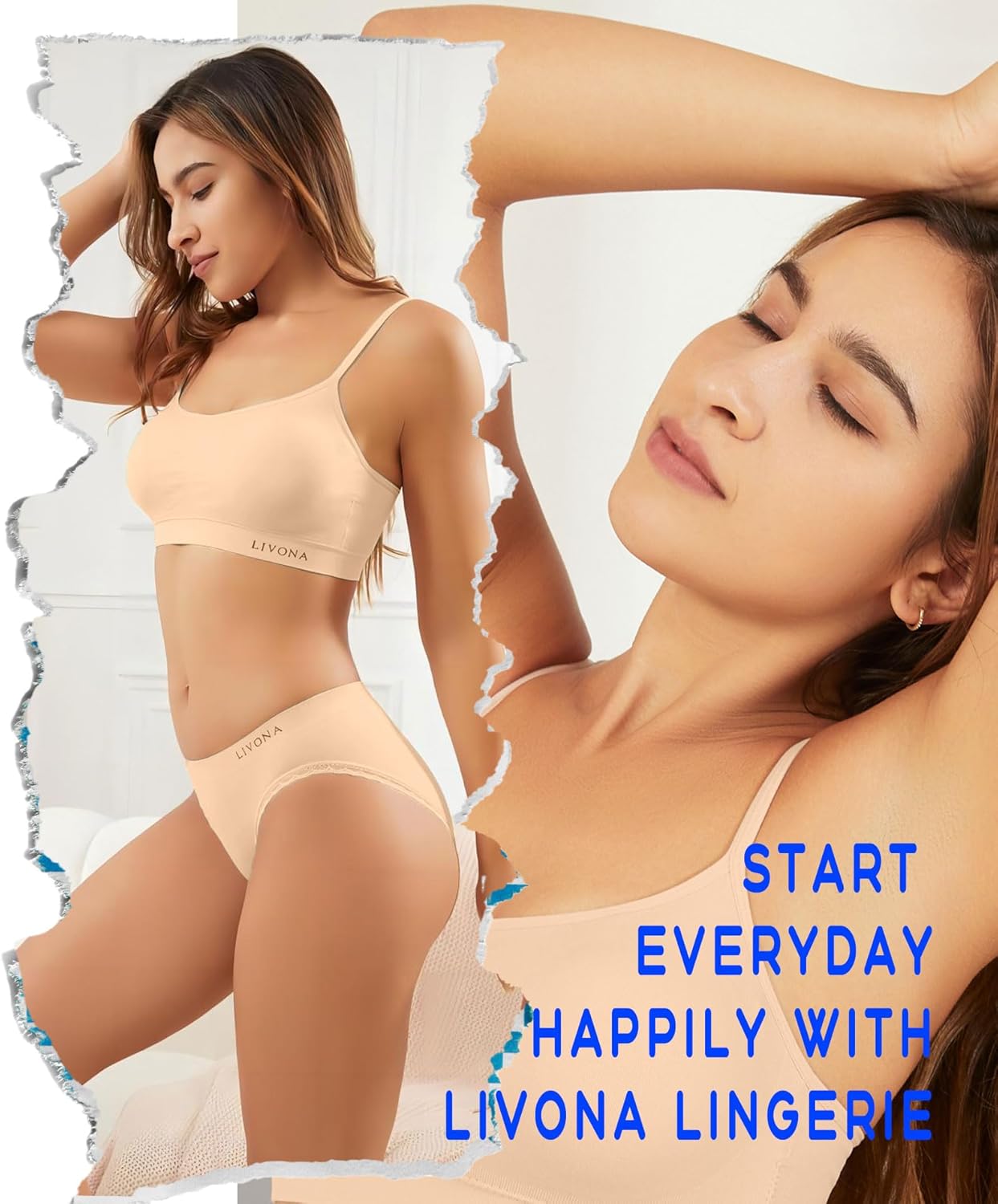 Livona 3 Pack Sports Bras for Women- Wireless Soft Workout Bra, Padded Fitness Bralette, Comfort Crop Cami Tank S-XXL - Image 2