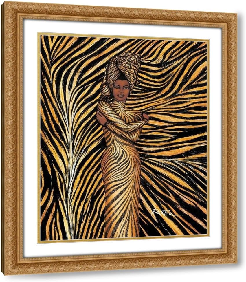ArtDirect Griffin, Dexter 20x24 Black Modern Framed Art Print Titled: Tiger Inspired Fashion