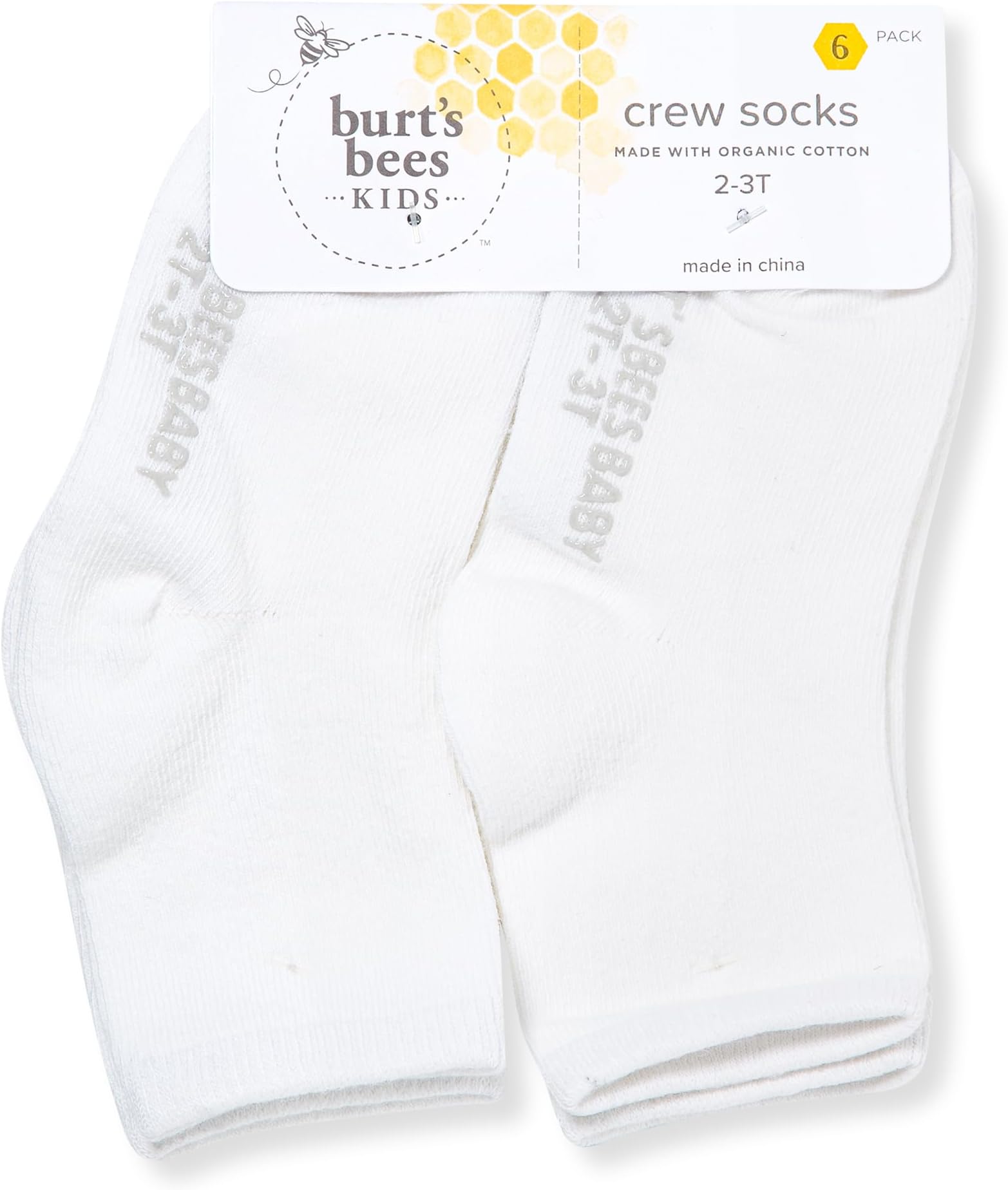 Burt's Bees BabyUnisex Baby Socks Ankle or Crew Height Made with Soft Organic Cotton, 6 Packs with Non-Slip Grips for Babies