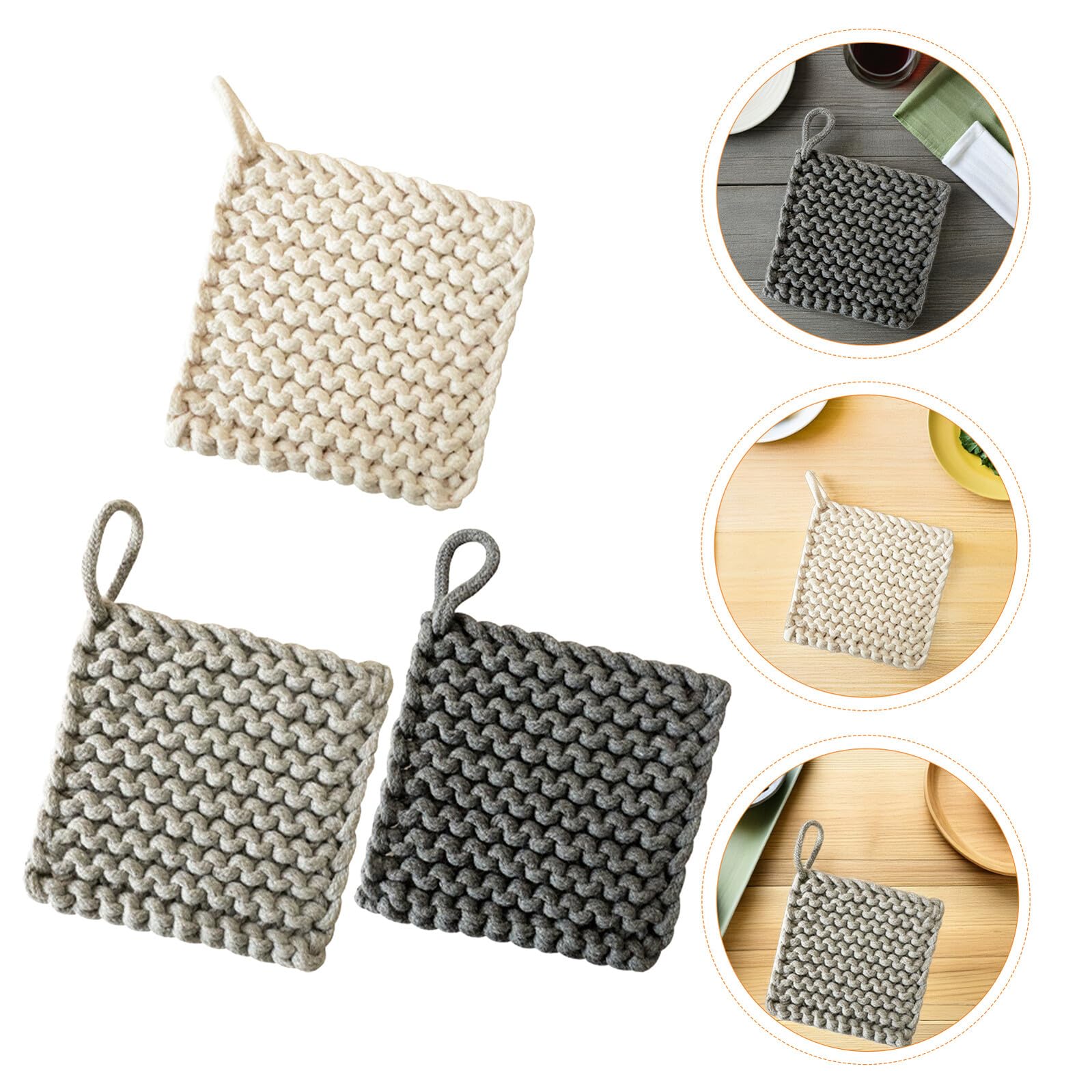 Presine Fatte Mano Quadrate 3 Pezzi in Cotone Resistenti al Calore