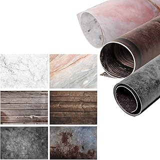 Selens 56x89cm 2 in 1 Photography Backdrop Photo Background 3pcs Marble Concrete Paper Studio for Food Flat Lay Product Props Cosmetic Photographer Vlog YouTube Video, Double Sided Pattern