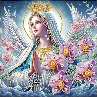 FHBUBPUP Religious Diamond Art Painting Kits for Adults, 5D Virgin Mary Special Shape Diamond Art for Beginners, Rhinestones Gem Art Craft Home Wall Decor Gift 12×12inch