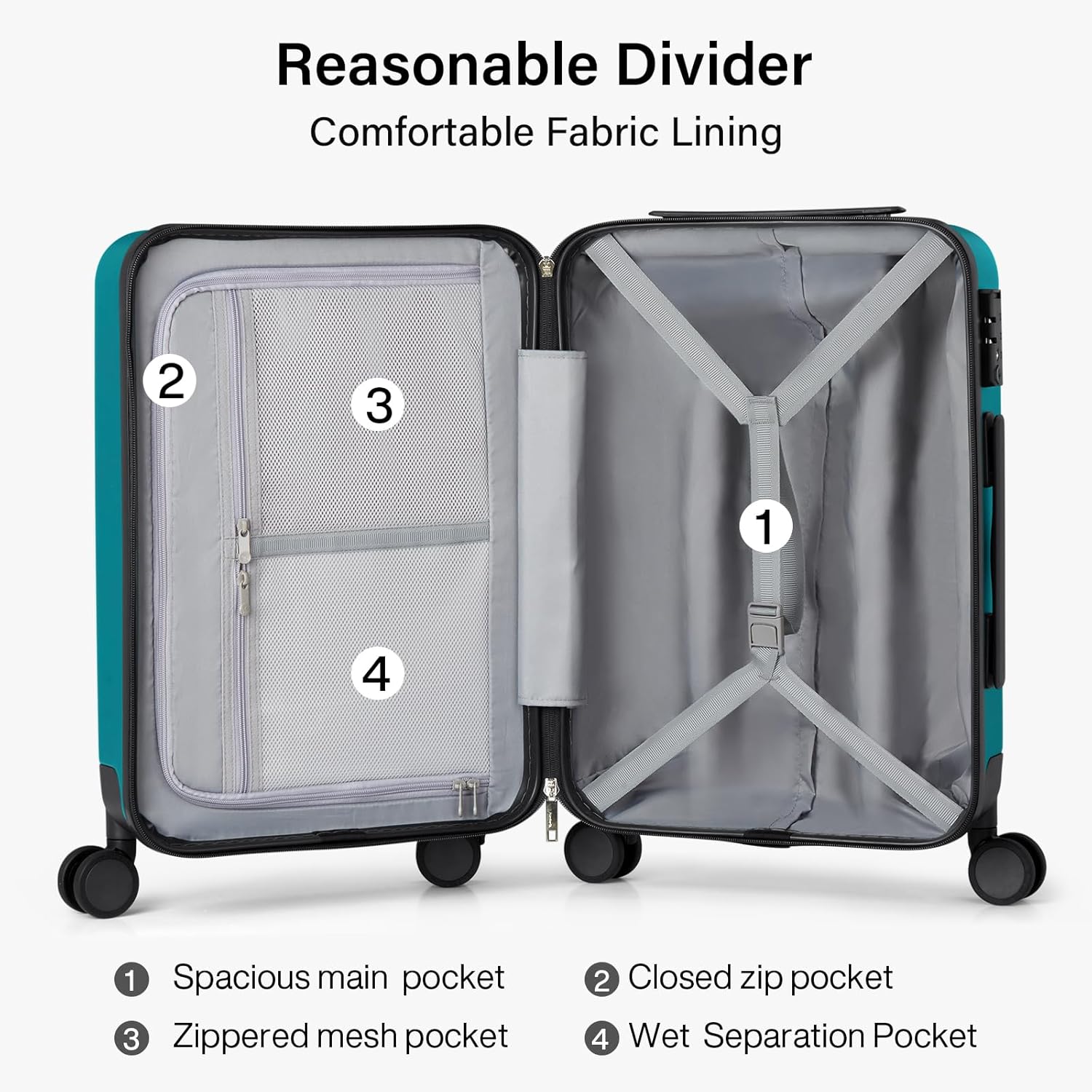 Hanke 3 Piece Hard Shell Luggage Sets with Spinner Wheels Lightweight Large Suitcase for Women Men Travel Carry On Luggage 20/24/28 Inch Luggage,Caribbean Blue - Image 5