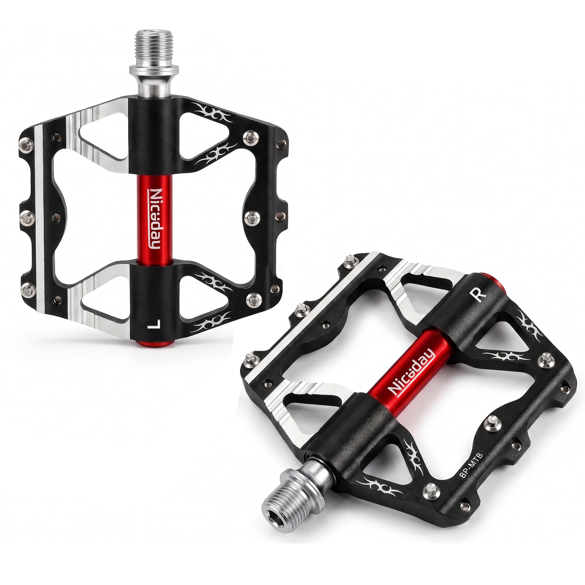 Niceday MTB Pedale Aluminium CNC, 301 g, 3 Lager, 9/16″ Gewinde, Schwarz