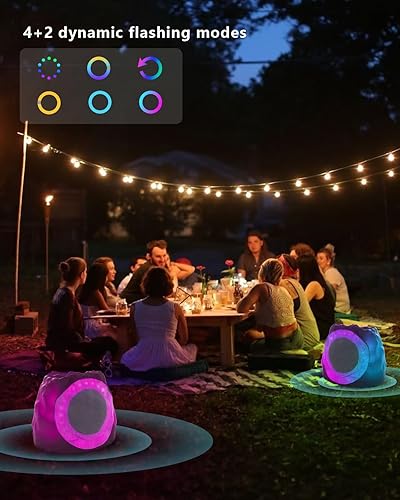 Miniatura 4 de Altavoces para exteriores Bluetooth impermeables para patio, conexión TWS para exteriores, altavoces Bluetooth inalámbricos, alimentados por energía