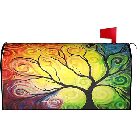 Protection and Design: Colorful Rainbow Tree of Life Magnetic Mailbox Wraps