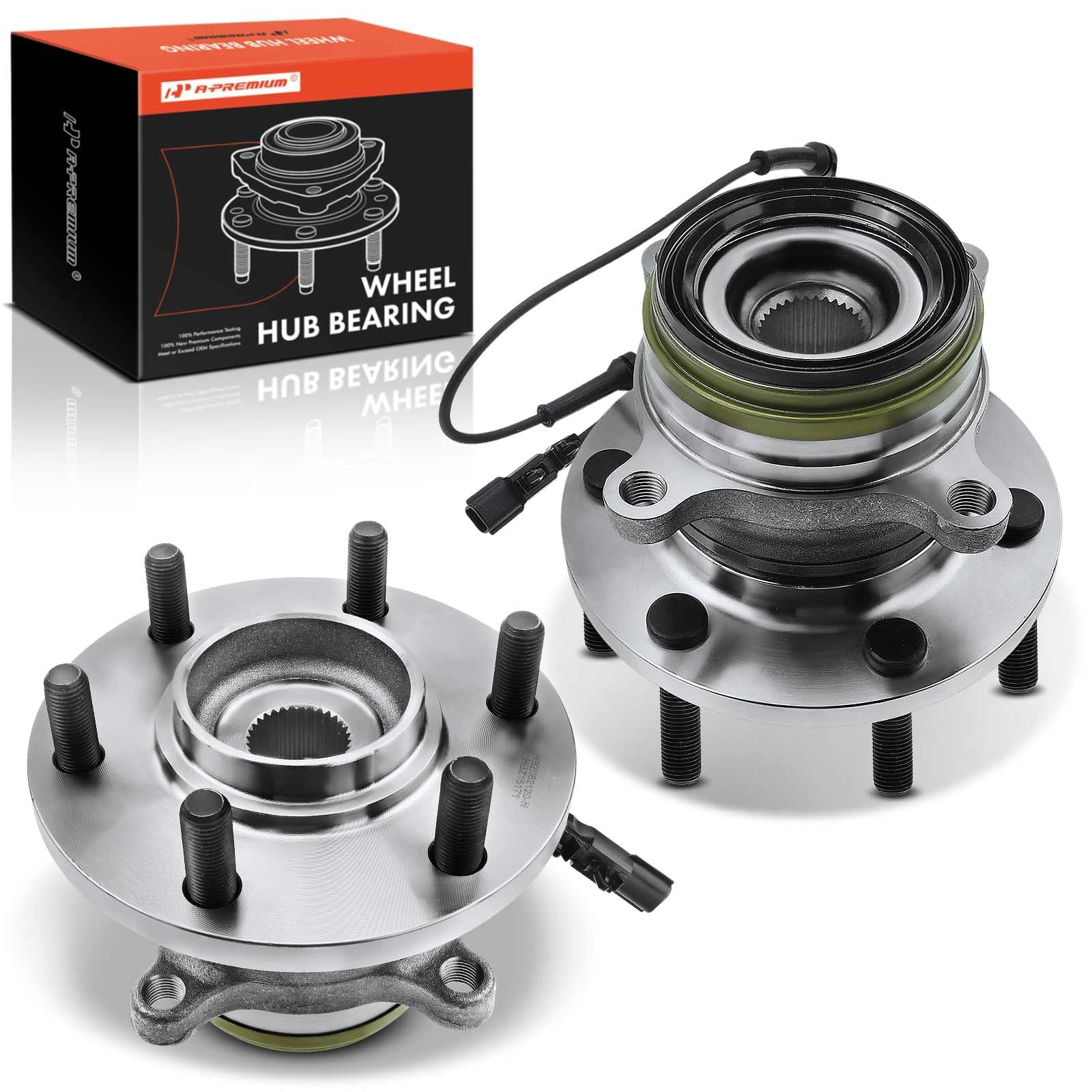 A-Premium 2 x Front Wheel Bearing and Hub Assembly with ABS & 6-Lug Compatible with Nissan Titan XD 2016-2024, 4WD Only
