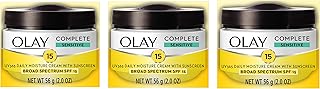 Face Moisturizer by Olay, Complete All Day Moisture Face Cream with Sunscreen, SPF 15, Sensitive Skin, 2.0 Oz (Pack of 3)