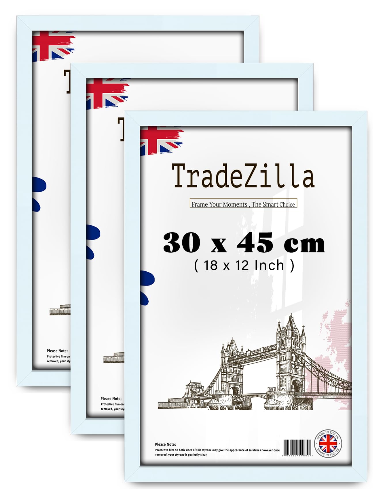 TradeZilla Pack of 3 Epic Collection (30 x 45 CM) Picture Frame 18 x 12 Inch Poster Frame | Rectangle Frame Suitable for Decorating Houses/Offices/Hotels [ White ] — image 1