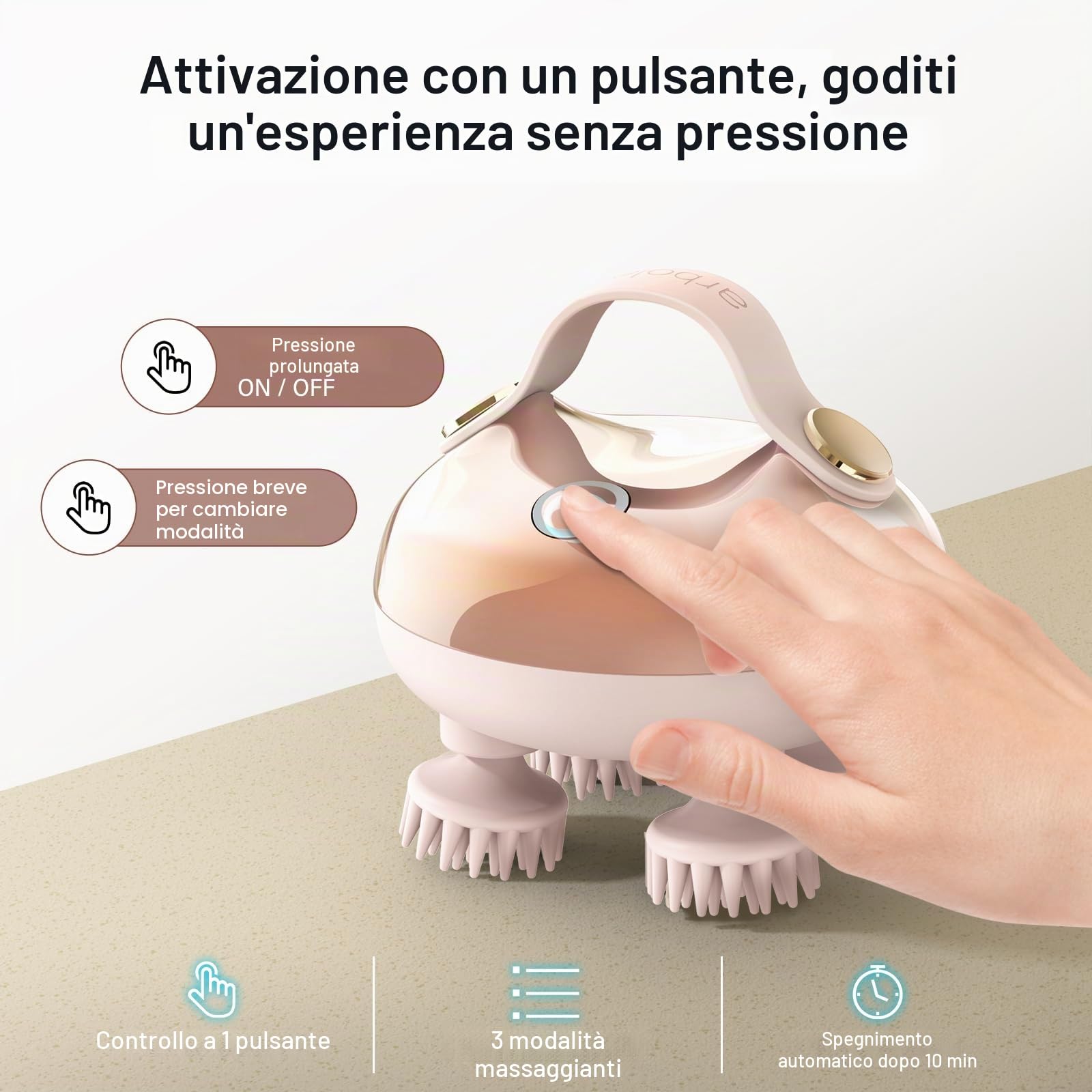 arboleaf Massaggiatore Cuoio Capelluto e Corpo Elettrico Massaggiatore Testa Ricaricabile Impermeabile IPX7 con 8 Teste di Massaggio in Silicone Per il Rilassamento del Corpo, Regalo, Rosa