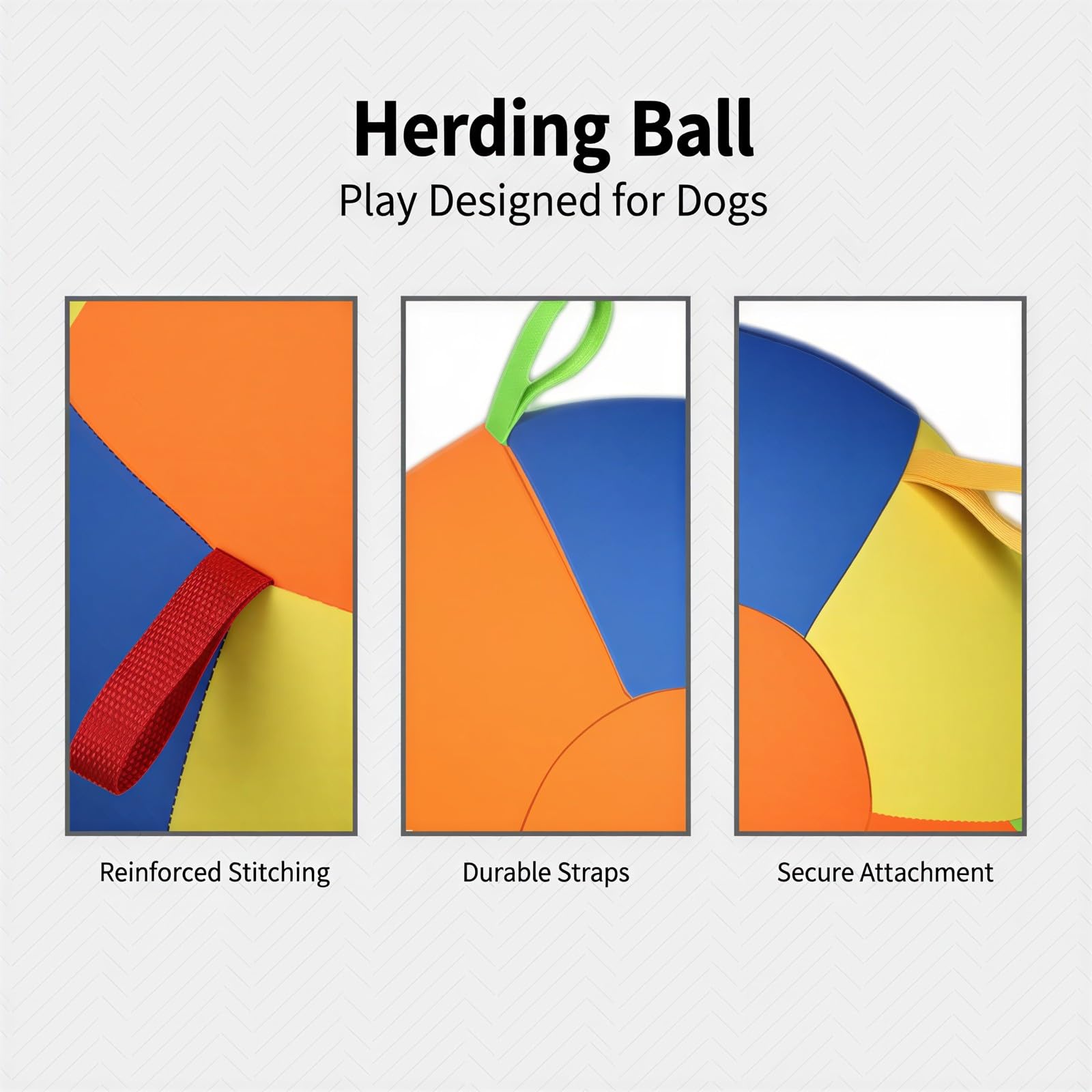 Verstärkter übergroßer Treibball für Hunde, 17,7 in, 45 cm aufblasbares Trainings und Bewegungsspielzeug, mit kaubeständiger Innenblase, starken Griffbändern für Hundespiele, für aktive Hunde