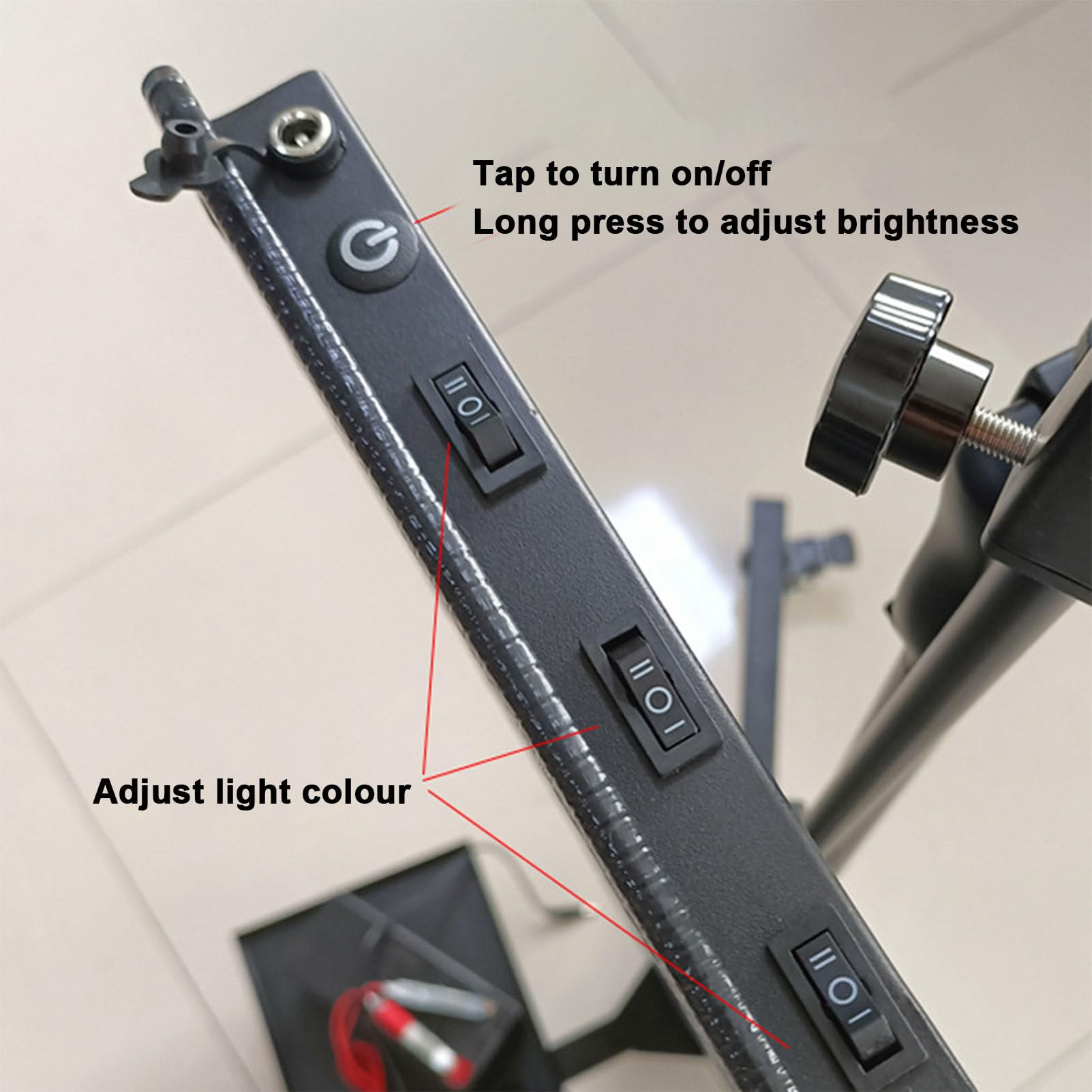 Lampada per carrozzeria PDR Tools Lampada per rimozione ammaccature a LED con durata di servizio di 50000 ore Luce a 12 V CC con altezza regolabile e staffa angolare - 3 pulegge ruotano liberamente