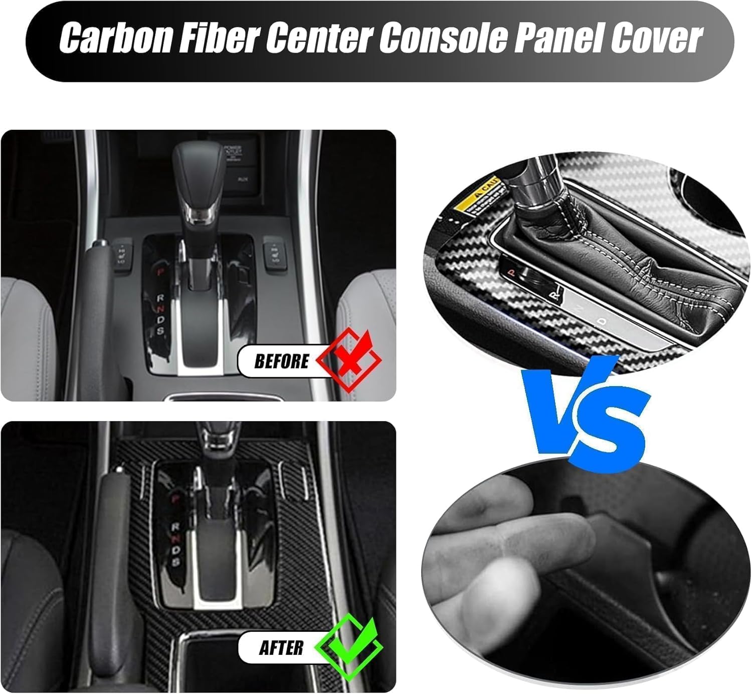 Priprilod Carbon Fiber Center Console Gear Shift Panel Cover Interior Trim Compatible with Honda 9th Gen Accord 2013-2017 with SE LX Sport EX EX-L Touring Hybrid Car Center