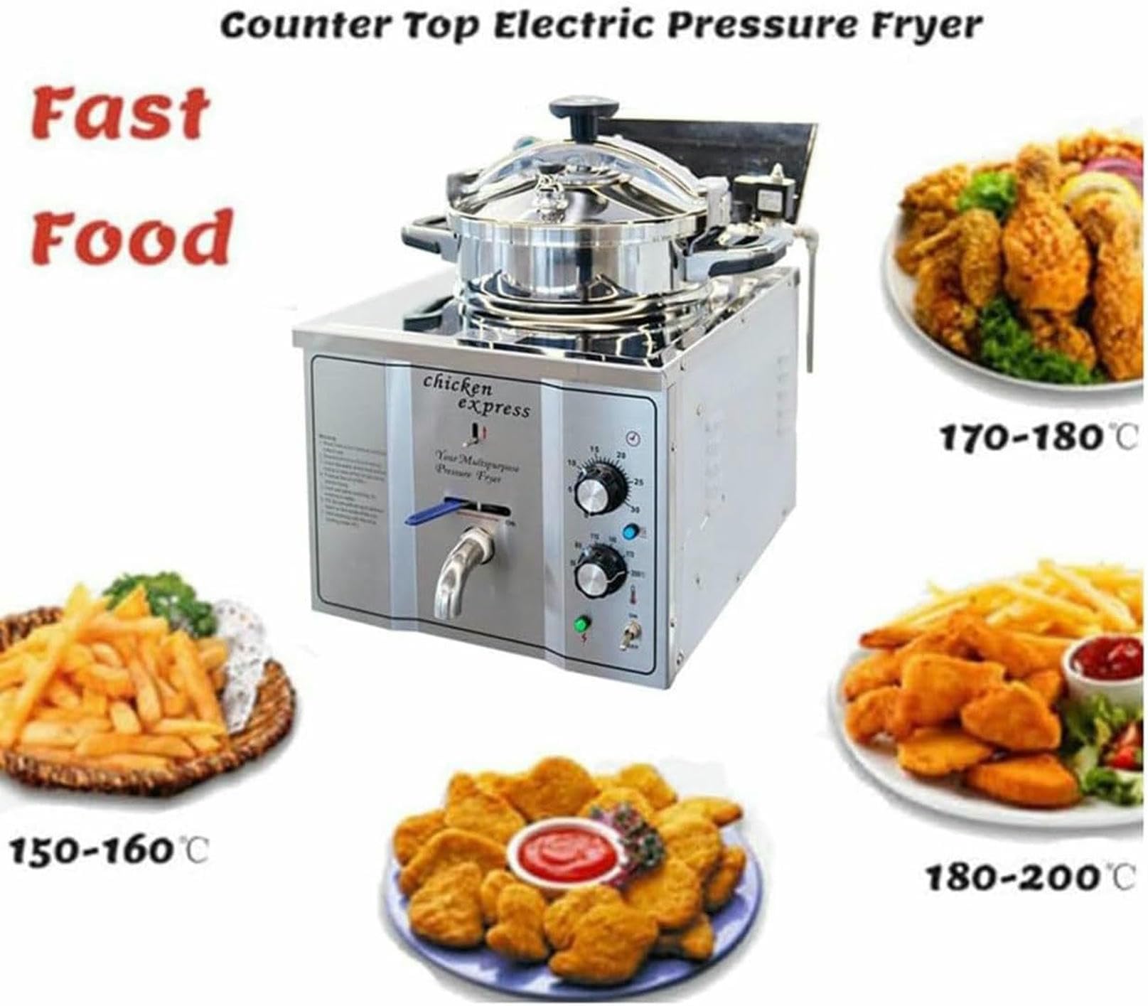 Freidora Comercial De 3000 W, Freidora De Aire Eléctrica De Sobremesa De 16 L, Control De Temperatura De 50 A 200 °C, para Bares De Aperitivos.