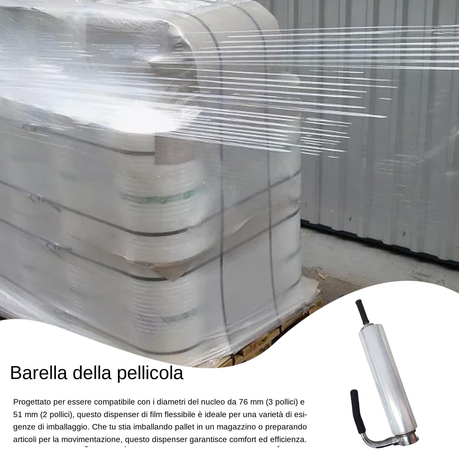 Palehic Machine - Distributore Di Pellicola Elastica Regolabile | Supporto In Plastica A Manico Esteso Per Facilitare L'imballaggio, Lo Strumento Di Supporto Per L'applicazione Del Rotolo Per L'imball